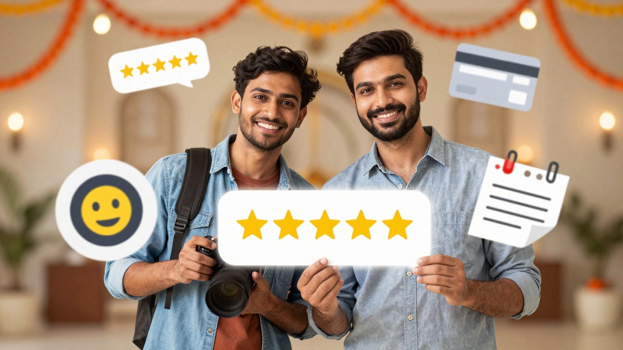 Photography team receiving appreciation symbols like stars and notes