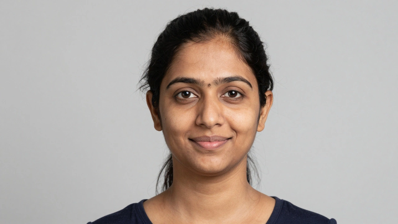 Indian woman with slight smile for UK passport photo