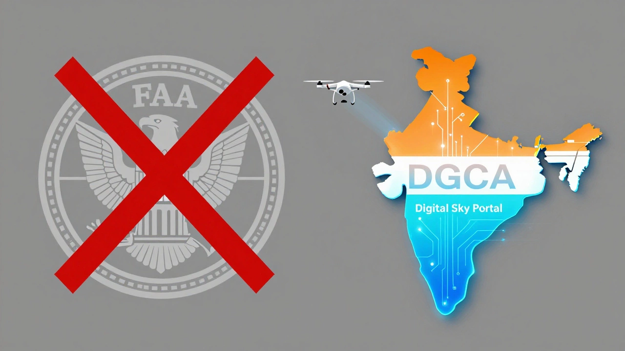 Visual contrast between invalid FAA rules and Indian DGCA regulations