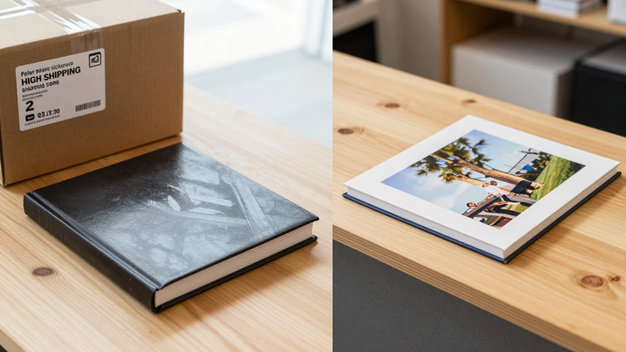 Comparison of online photo book with shipping vs local pickup