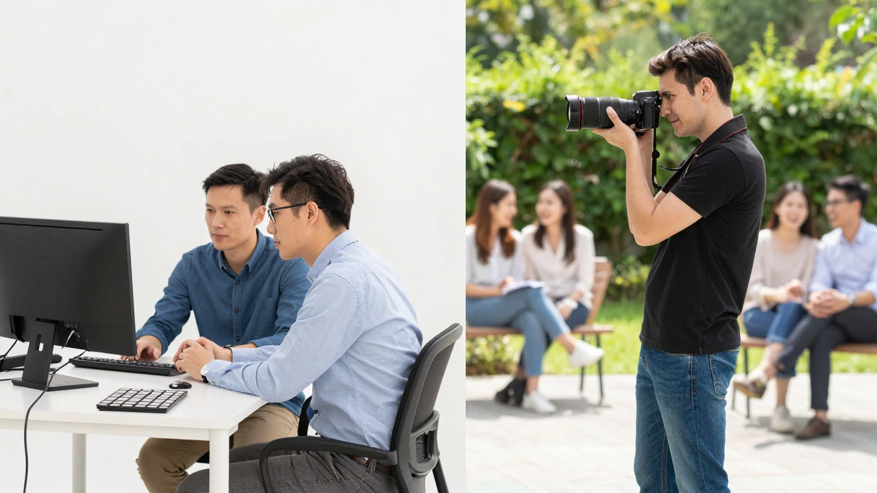 Split view of photography intern and second shooter roles
