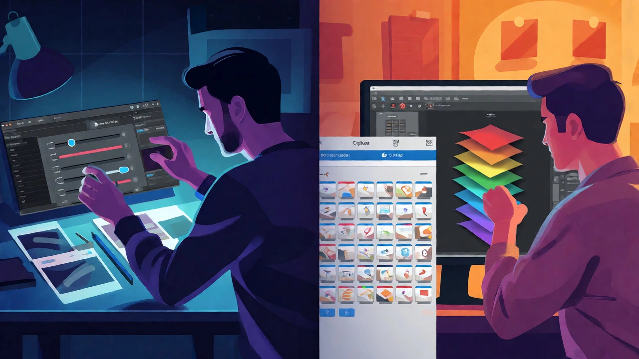 Illustration comparing Darktable, GIMP, and DigiKam editing workflows